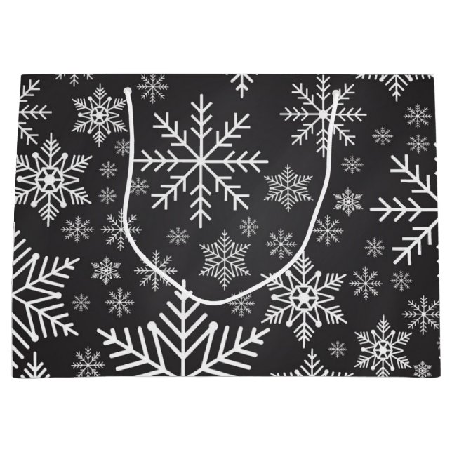Grand Sac Cadeau Motif Snowflake (Devant)
