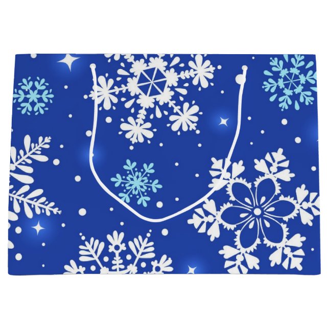 Grand Sac Cadeau Motif Snowflake (Devant)