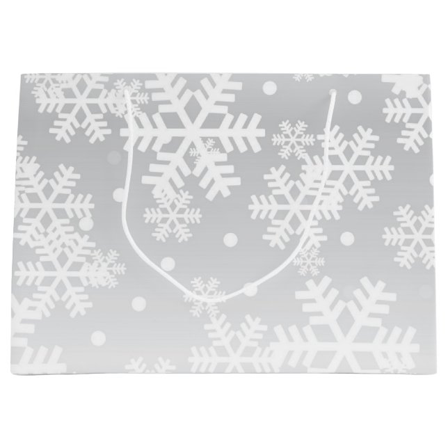 Grand Sac Cadeau Motif Snowflake (Devant)