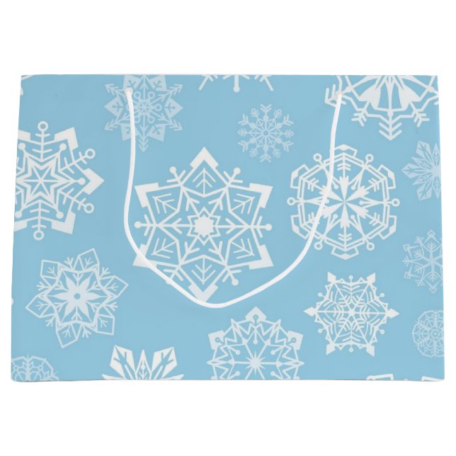 Grand Sac Cadeau Motif Snowflake (Devant)