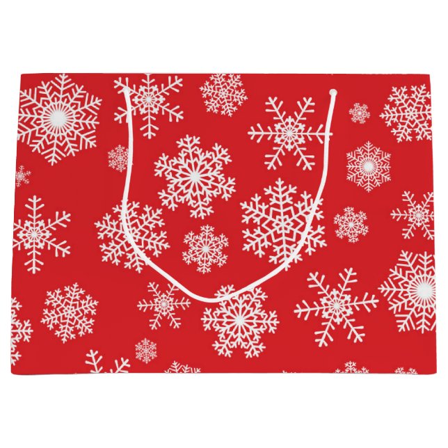 Grand Sac Cadeau Motif Snowflake (Devant)