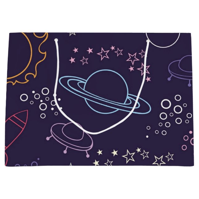 Grand Sac Cadeau Motif spatial (Devant)