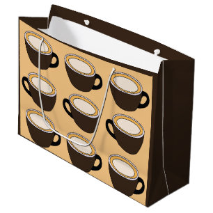 Grand Sac Cadeau Motif Tasse à Café