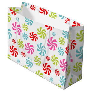 Grand Sac Cadeau Motif Tourbillon de Menthe - Décor de Bonbons Colo