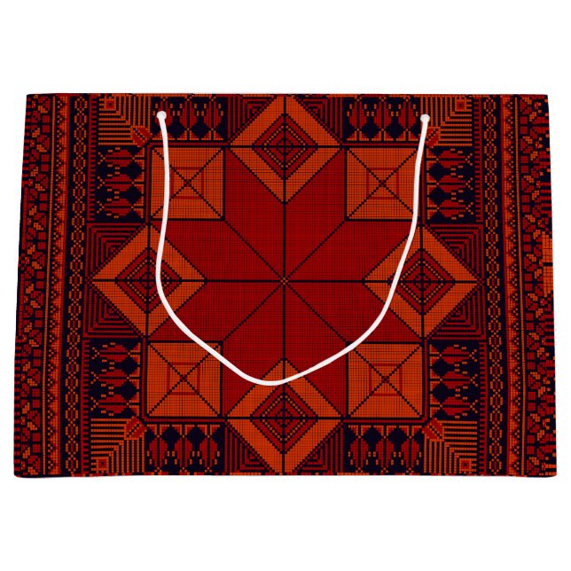 Grand Sac Cadeau Motif traditionnel Palestine broderie tatreez (Devant)