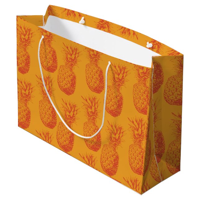 Grand Sac Cadeau Motif transparent avec ananas (Dos Angle)