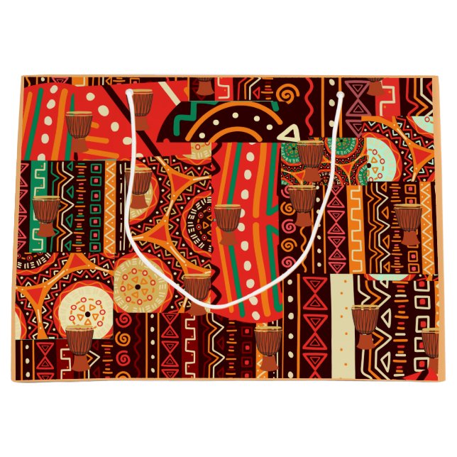 Grand Sac Cadeau Motif tribal Afrocentrique Kente (Devant)