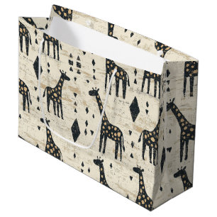 Grand Sac Cadeau Motif tribal girafe Boho