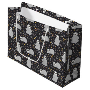 Grand Sac Cadeau Motif tropical de paresse de bébé
