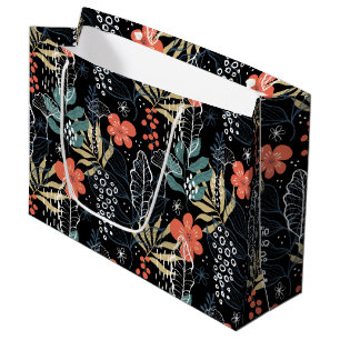 Grand Sac Cadeau Motif tropical feuille coloré