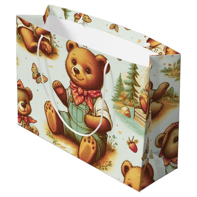 Grand Sac Cadeau Motif vintage Cute Teddy Bear (Dos Angle)
