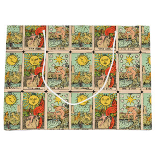 Grand Sac Cadeau Motif vintage de cartes Tarot
