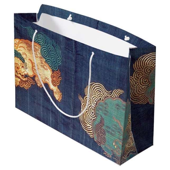 Grand Sac Cadeau Motif vintage japonais Lion (Dos Angle)
