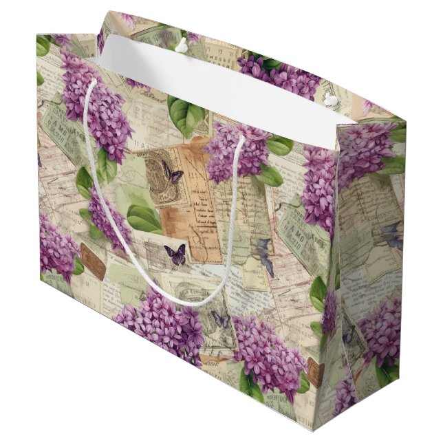 Grand Sac Cadeau Motif vintage Lilac (Dos Angle)