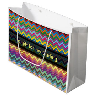 Grand Sac Cadeau Motif ZIGZAG - couleur + vos idées