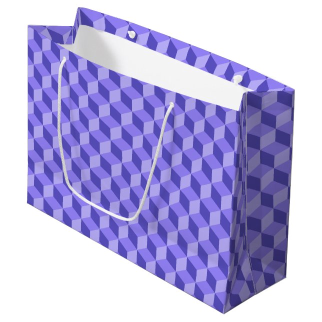 GRAND SAC CADEAU MOTIFS DE CUBE GÉOMÉTRIQUE PURPLE CLAIR (Devant Angle)