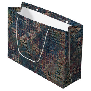 Grand Sac Cadeau Motifs sales avec le patchwork malpropre des