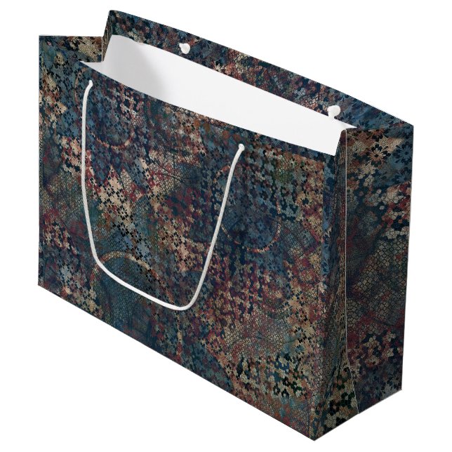 Grand Sac Cadeau Motifs sales avec le patchwork malpropre des (Devant Angle)