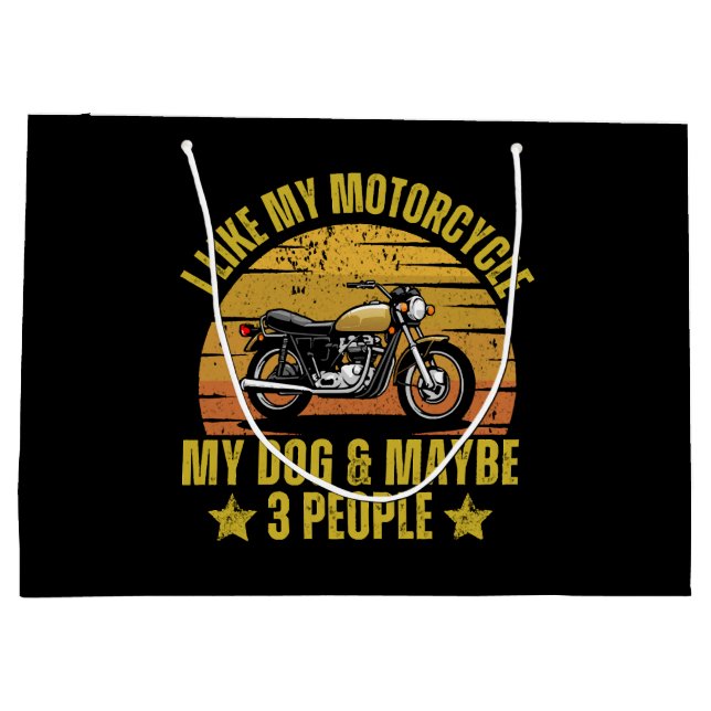 Grand Sac Cadeau Motocyclette de chien (Dos)