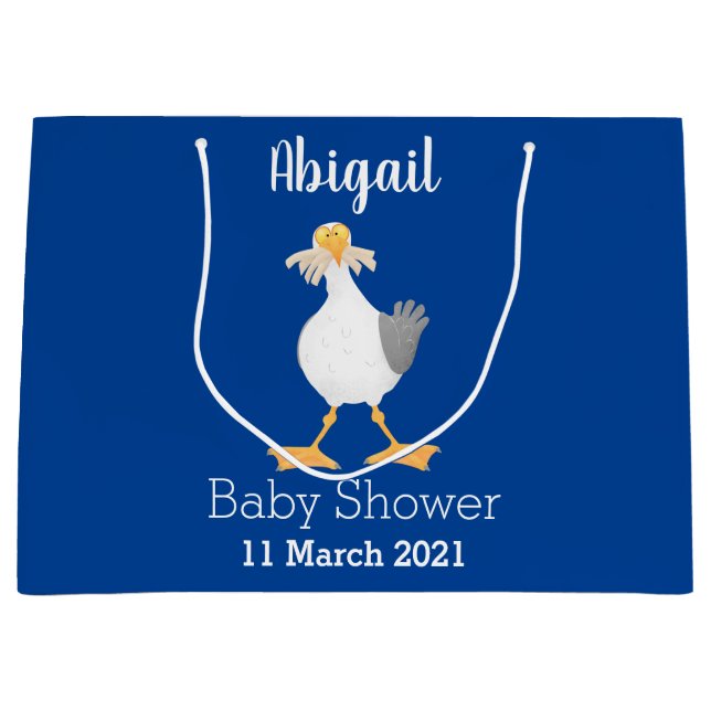 Grand Sac Cadeau Mouette drôle avec frites dessin animé (Devant)