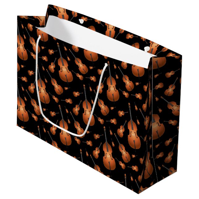 Grand Sac Cadeau Musicien de basse debout Musique enseignant Jazz B (Devant Angle)