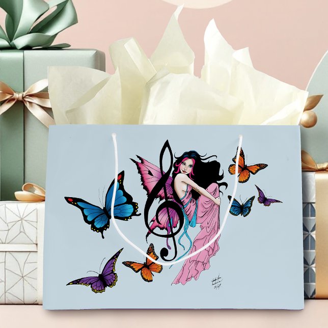 Grand Sac Cadeau Musique Note Papillons Fairy (Créateur téléchargé)
