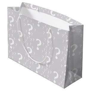 Grand Sac Cadeau Mystère point de question énigme puzzle gris clair