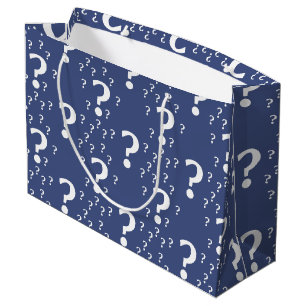 Grand Sac Cadeau Mystère question marque énigme puzzle bleu
