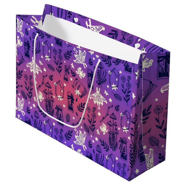 Grand Sac Cadeau Mystique de cuisine rose et violet (Devant Angle)