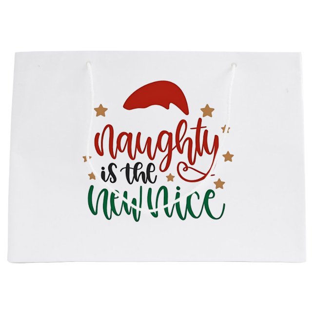Grand Sac Cadeau Naughty est le New Nice Funny Christmas Père Noël (Devant)