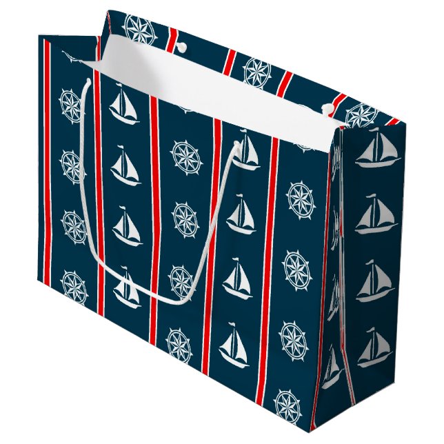 Grand Sac Cadeau Nautical design (Devant Angle)