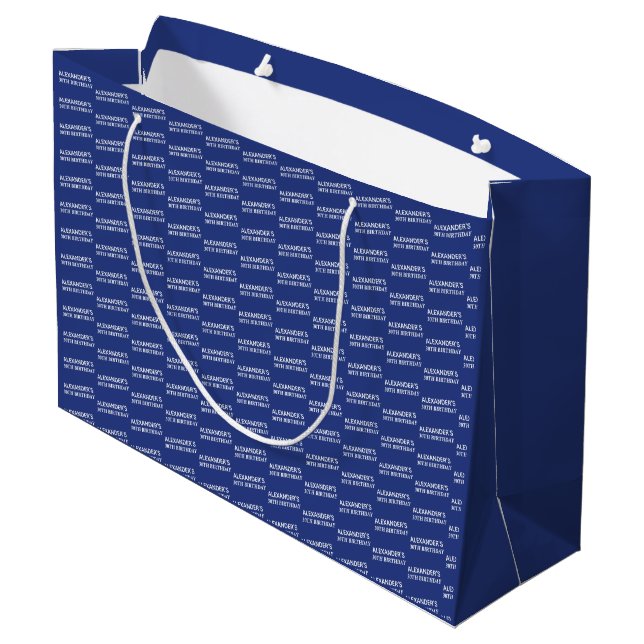 Grand Sac Cadeau Navy bleu tendance Nom 30e Anniversaire (Dos Angle)