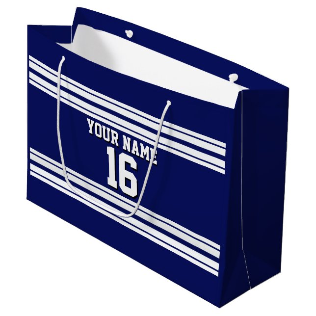 Grand Sac Cadeau Navy Blue White Team (Devant Angle)