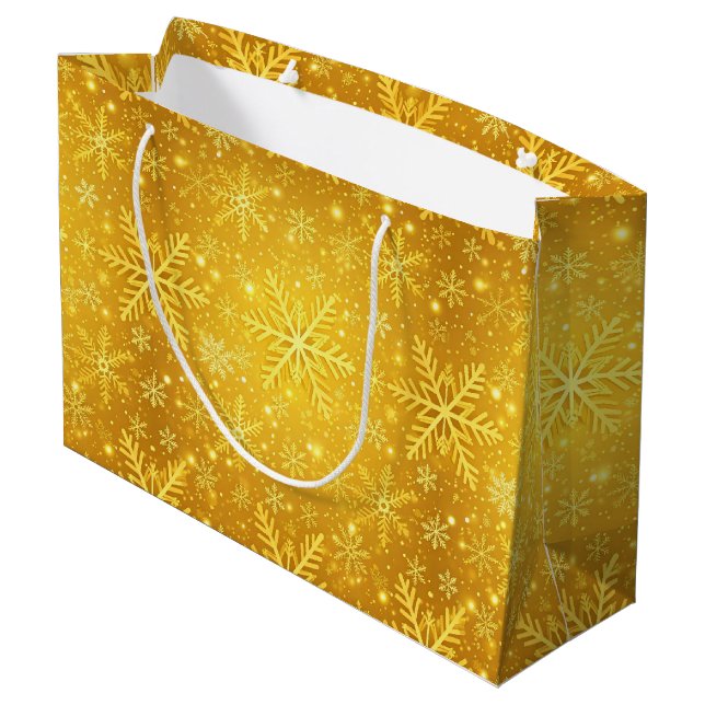 Grand Sac Cadeau Neige dorée (Dos Angle)