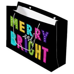 Grand Sac Cadeau Neon Merry et Bright