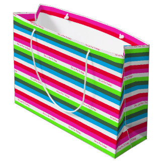 Grand Sac Cadeau Neon Stripe vacances personnalisées