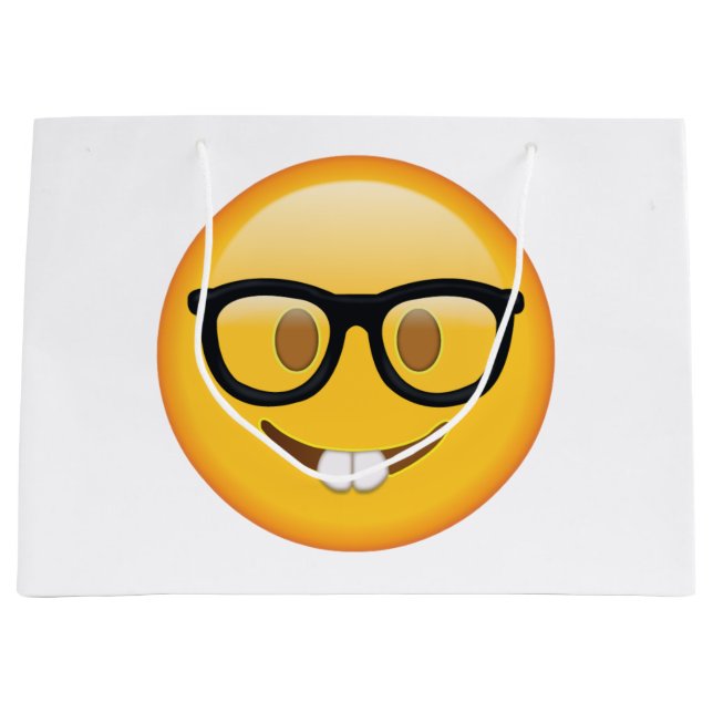 Grand Sac Cadeau Nerd avec lunettes - Emoji (Devant)