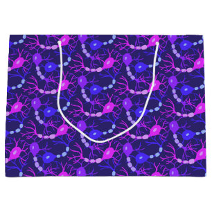 Grand Sac Cadeau Neurones Connectés Néon Violet