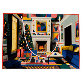 Grand Sac Cadeau New Wave 1980s Pop Art Christmas