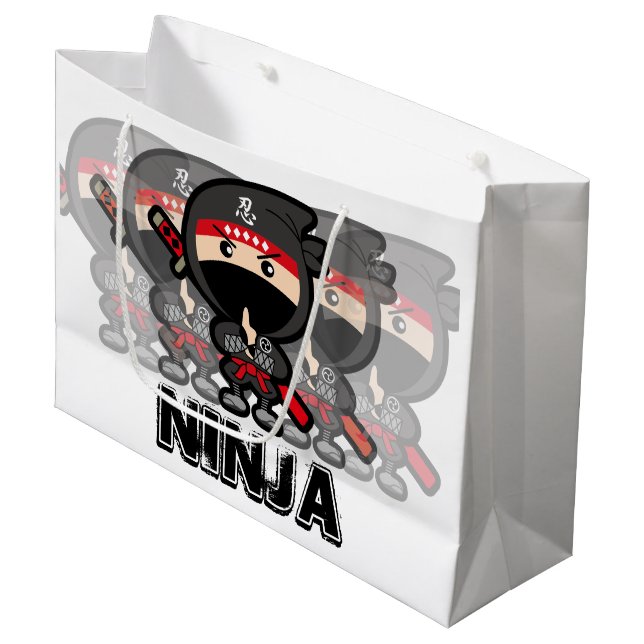 Grand Sac Cadeau Ninja Boy (Devant Angle)