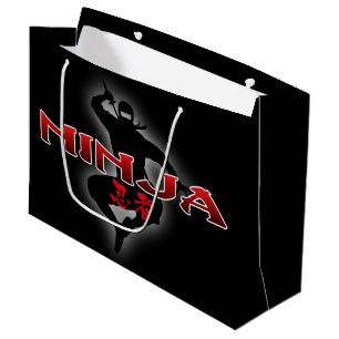 Grand Sac Cadeau Ninja Silhouette