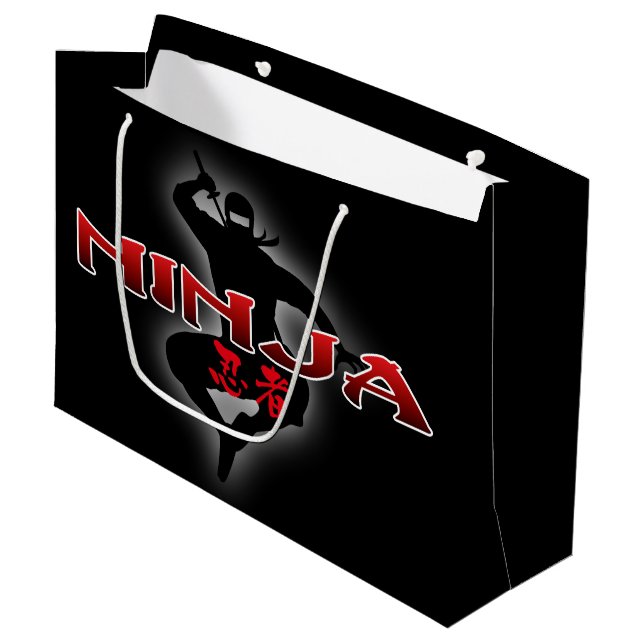 Grand Sac Cadeau Ninja Silhouette (Devant Angle)