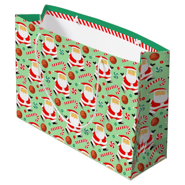 Grand Sac Cadeau Noël Basket-ball Férié (Dos Angle)