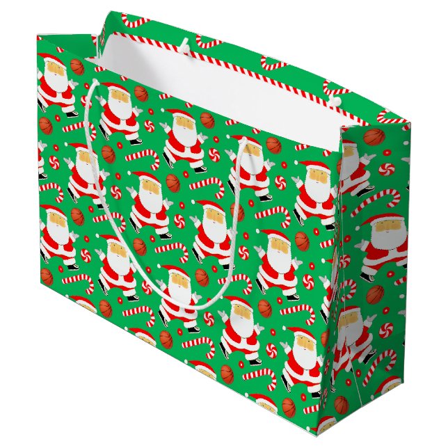 Grand Sac Cadeau Noël Basket-ball Fête (Dos Angle)