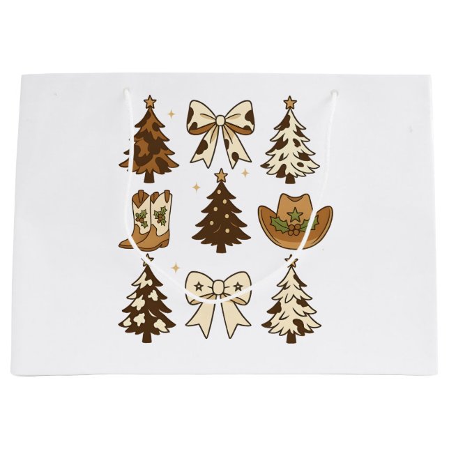 Grand Sac Cadeau Noël Boot Cowboy Père Noël Occidentale Noël (Devant)