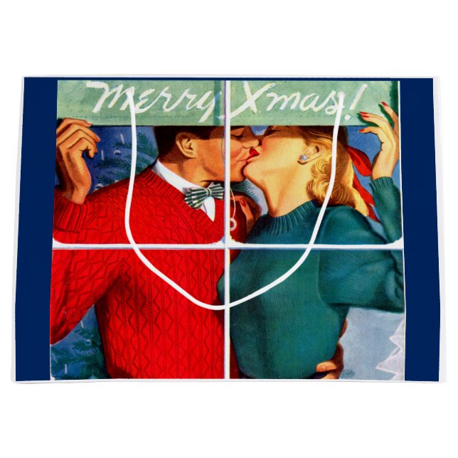 Grand Sac Cadeau Noël de baiser (Devant)