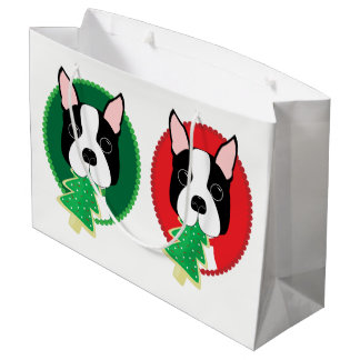 Grand Sac Cadeau Noël de Boston Terrier