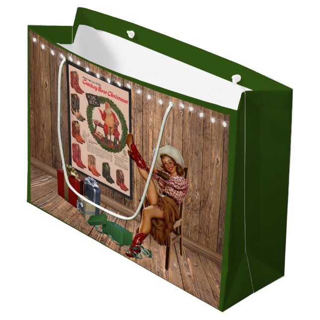 Grand Sac Cadeau Noël de bottes de cowboy (Devant Angle)