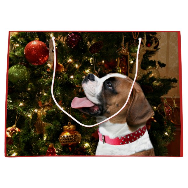 Grand Sac Cadeau Noël de boxeur (Devant)