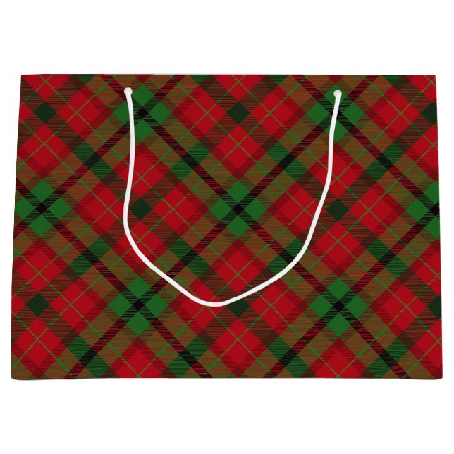 Grand Sac Cadeau Noël de fête de vacances de plaid de tartan (Devant)